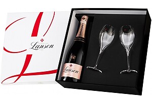 Lanson Le Rose Label 75cl + 2 Glasses Set