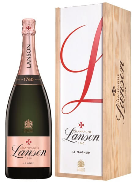 Lanson Rose Label NV Magnum (1.5 ltr) in Wood Box 