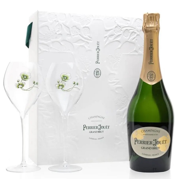 Perrier-Jouet Grand Brut NV 75cl + 2 Flutes Set